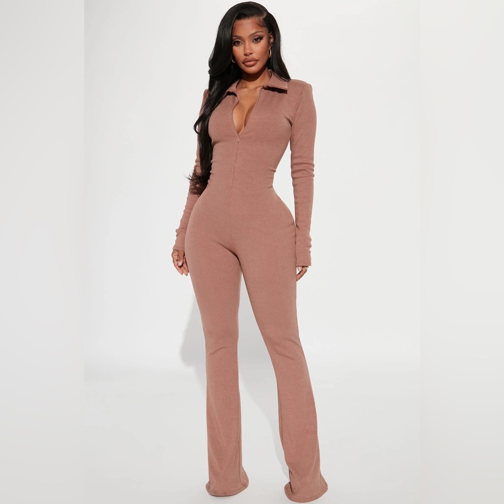 Ashley Rib Jumpsuit - Mocha